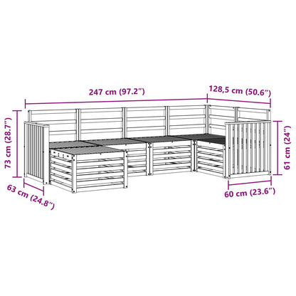vidaXL Outdoor Sofa Set 6 pcs White Polyester