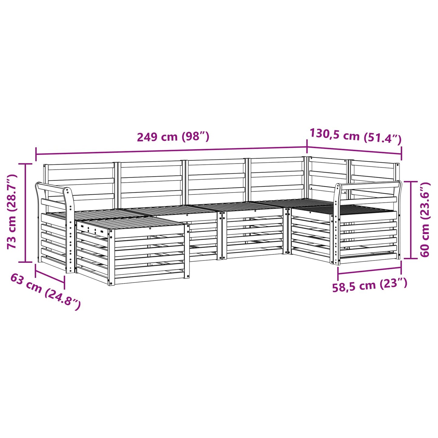 vidaXL Outdoor Sofa Set 6 pcs White Polyester