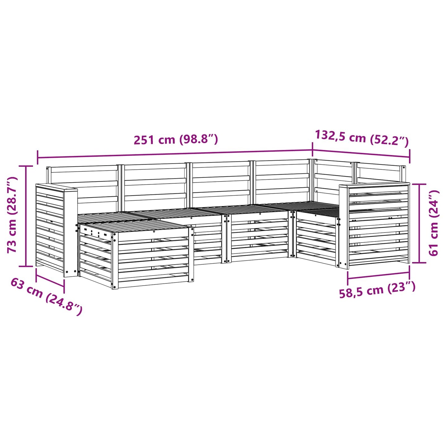 vidaXL Outdoor Sofa Set 6 pcs White Polyester