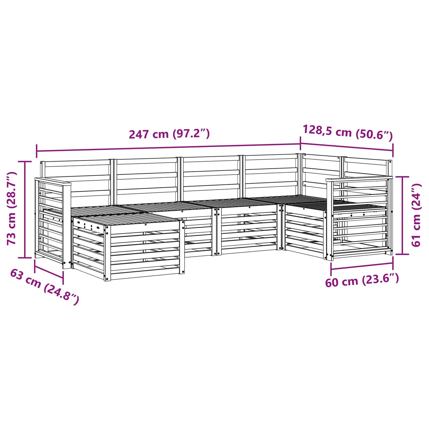 vidaXL Outdoor Sofa Set 6 pcs White Polyester