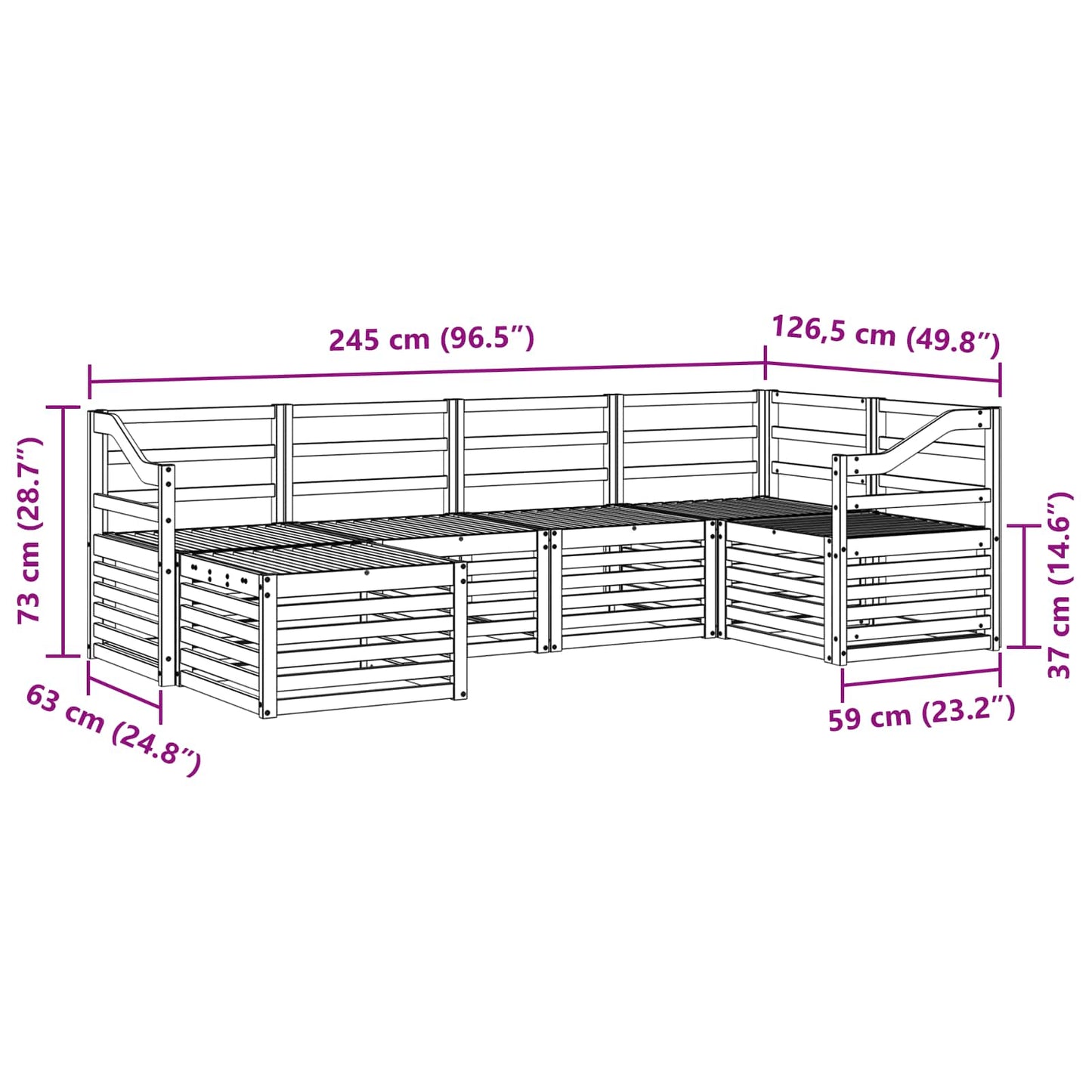 vidaXL Outdoor Sofa Set 6 pcs White Polyester