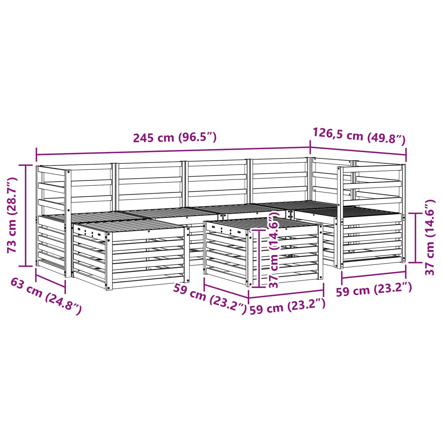 vidaXL Outdoor Sofa Set 7 pcs White Polyester