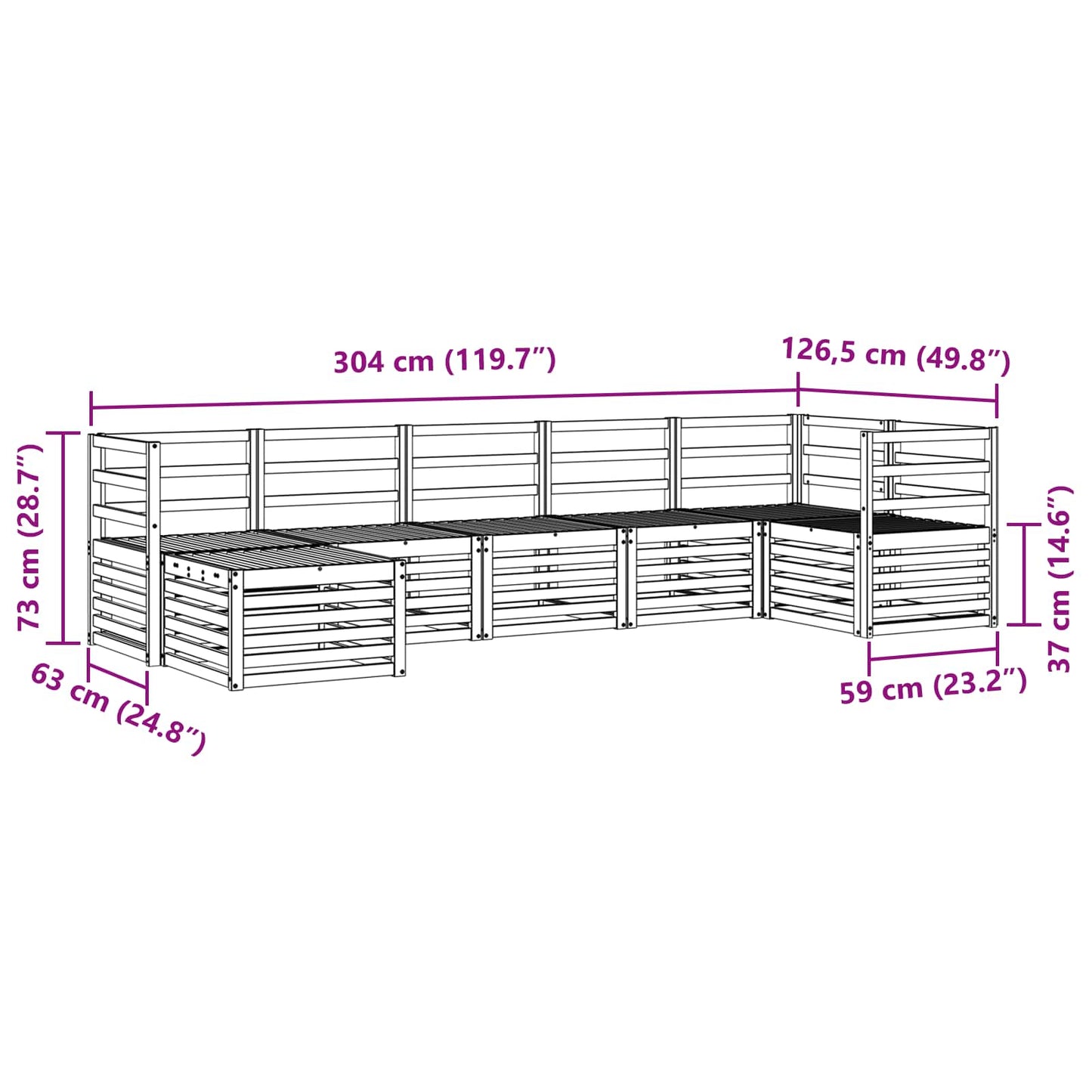 vidaXL Outdoor Sofa Set 7 pcs White