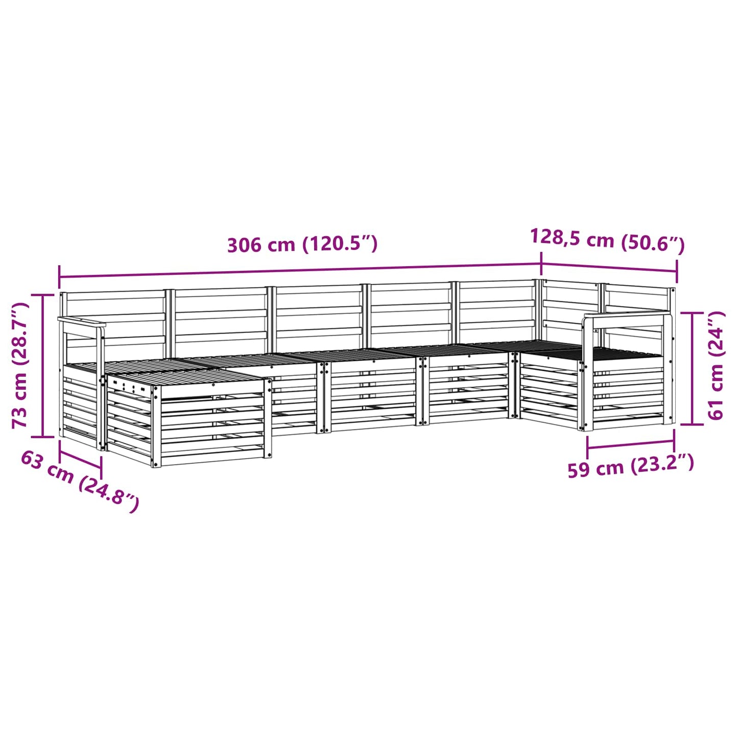 vidaXL Outdoor Sofa Set 7 pcs White