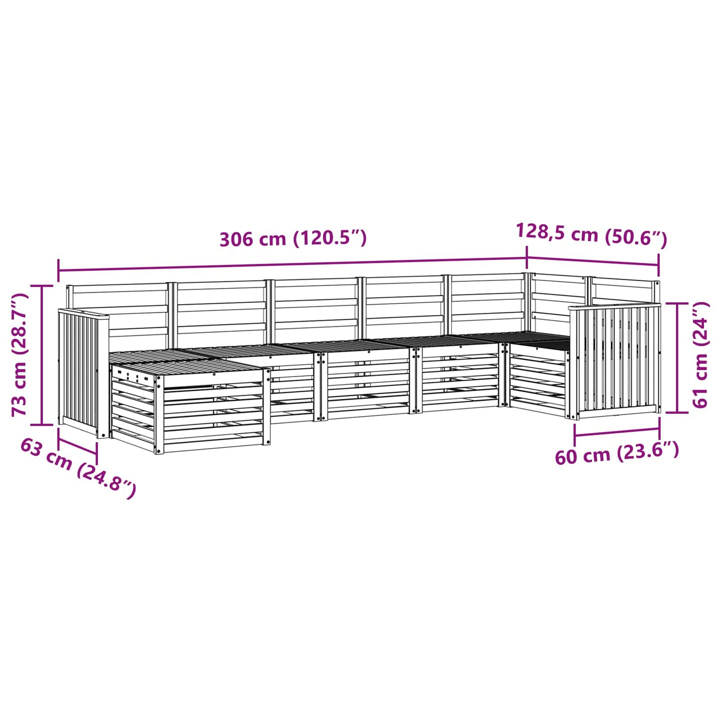 vidaXL Outdoor Sofa Set 7 pcs White