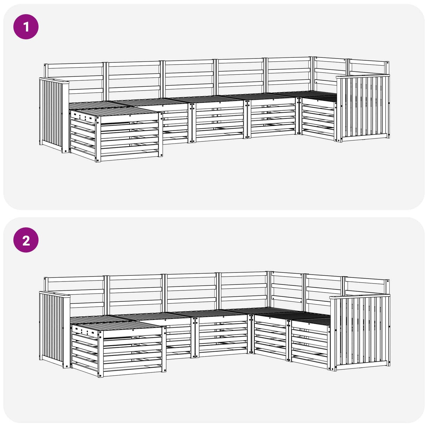 vidaXL Outdoor Sofa Set 7 pcs White