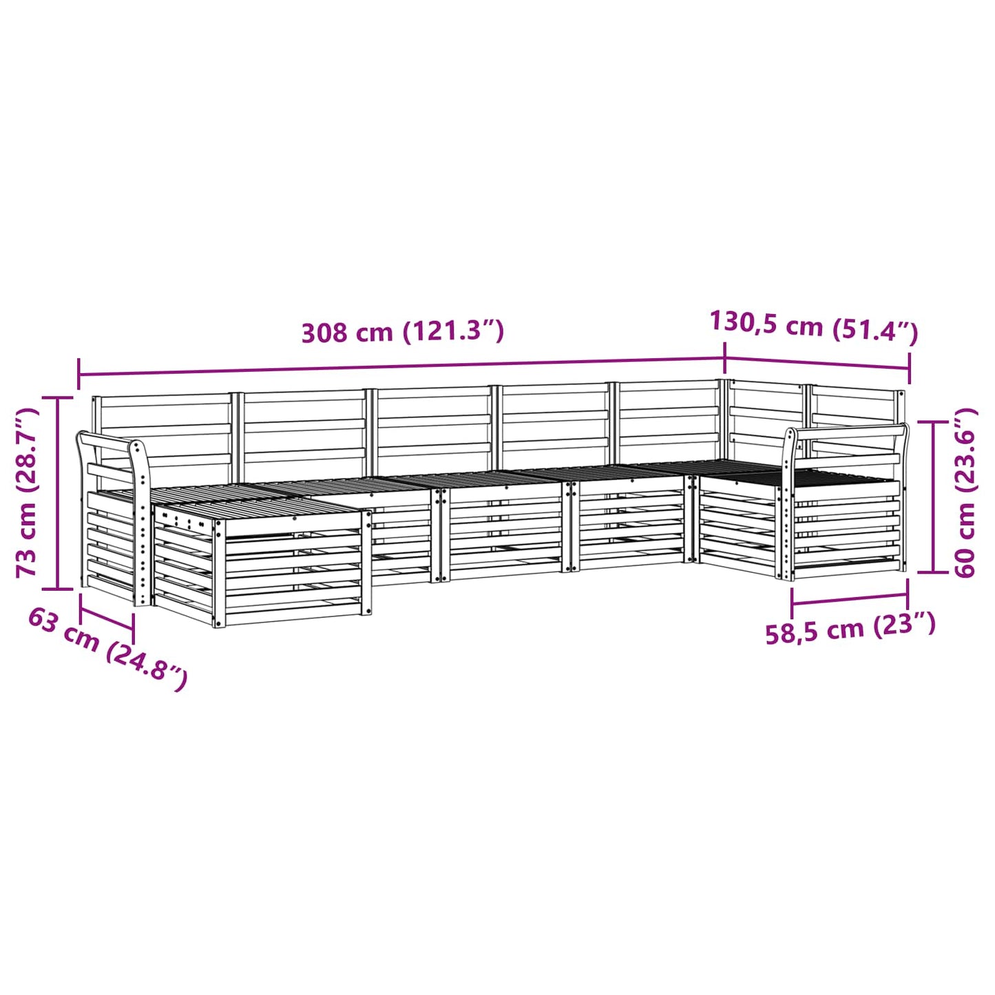 vidaXL Outdoor Sofa Set 7 pcs White