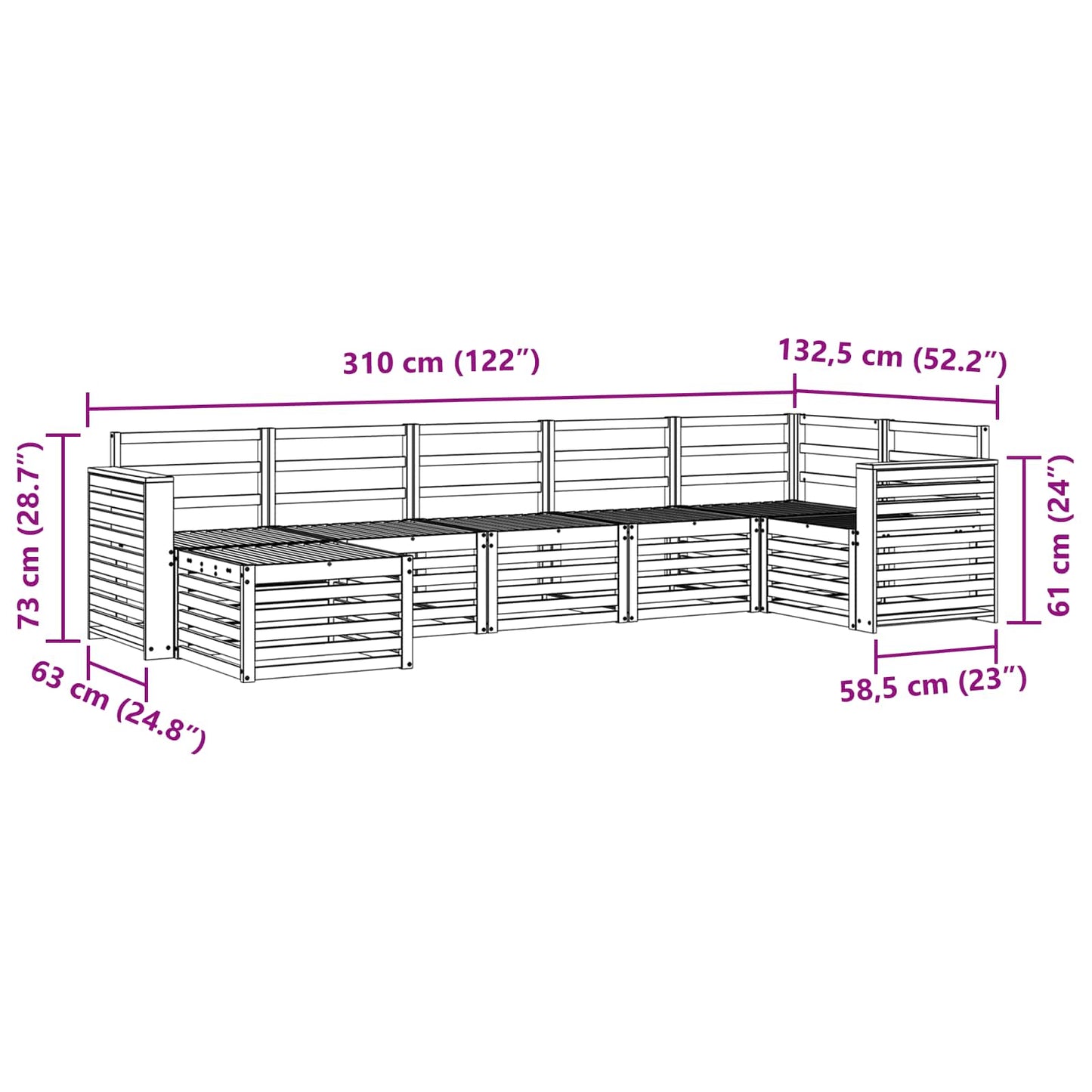 vidaXL Outdoor Sofa Set 7 pcs White