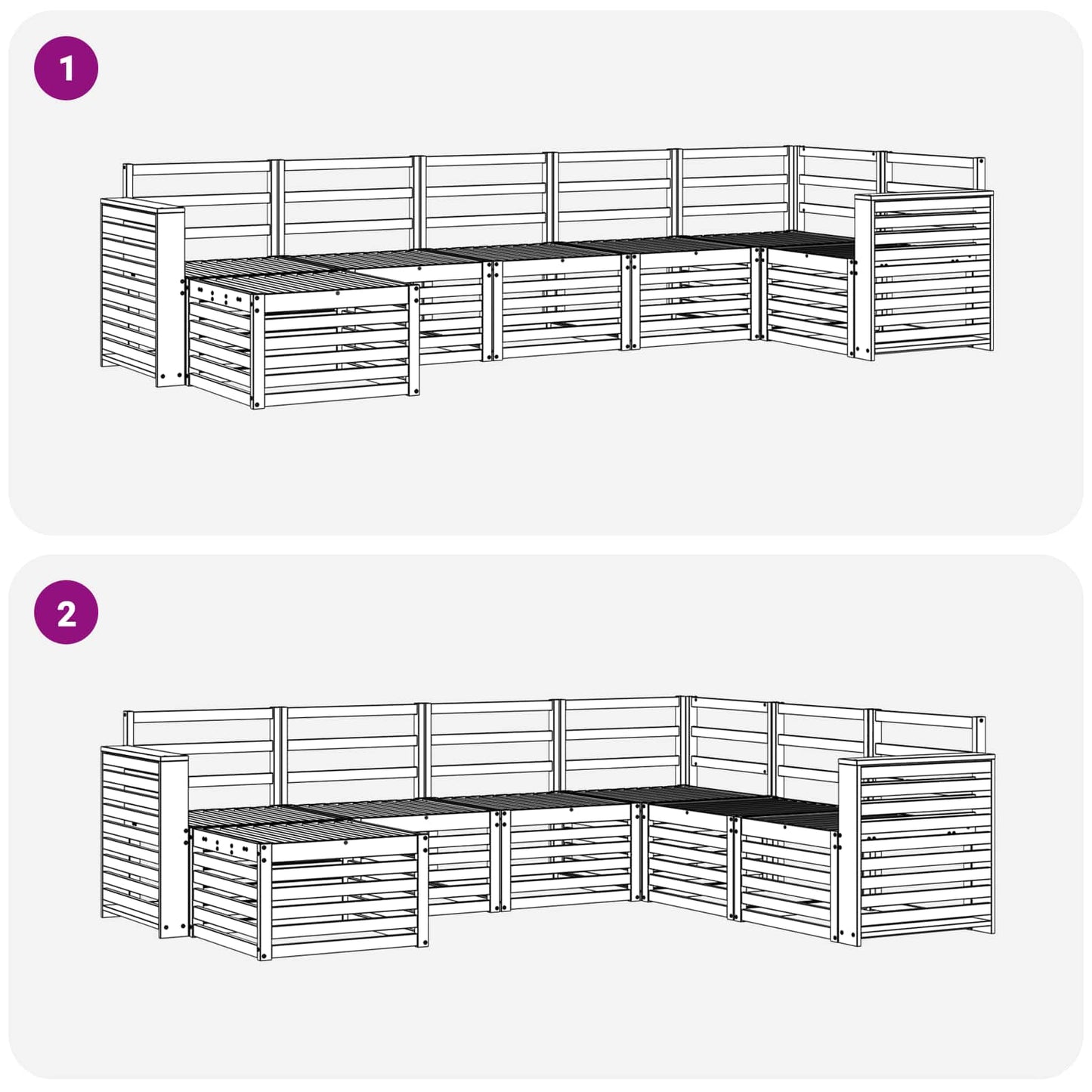 vidaXL Outdoor Sofa Set 7 pcs White