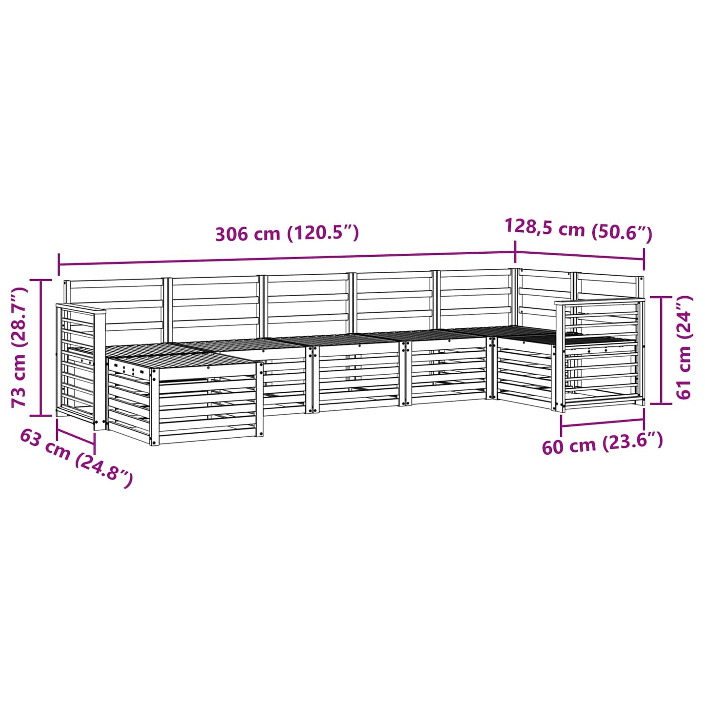 vidaXL Outdoor Sofa Set 7 pcs White
