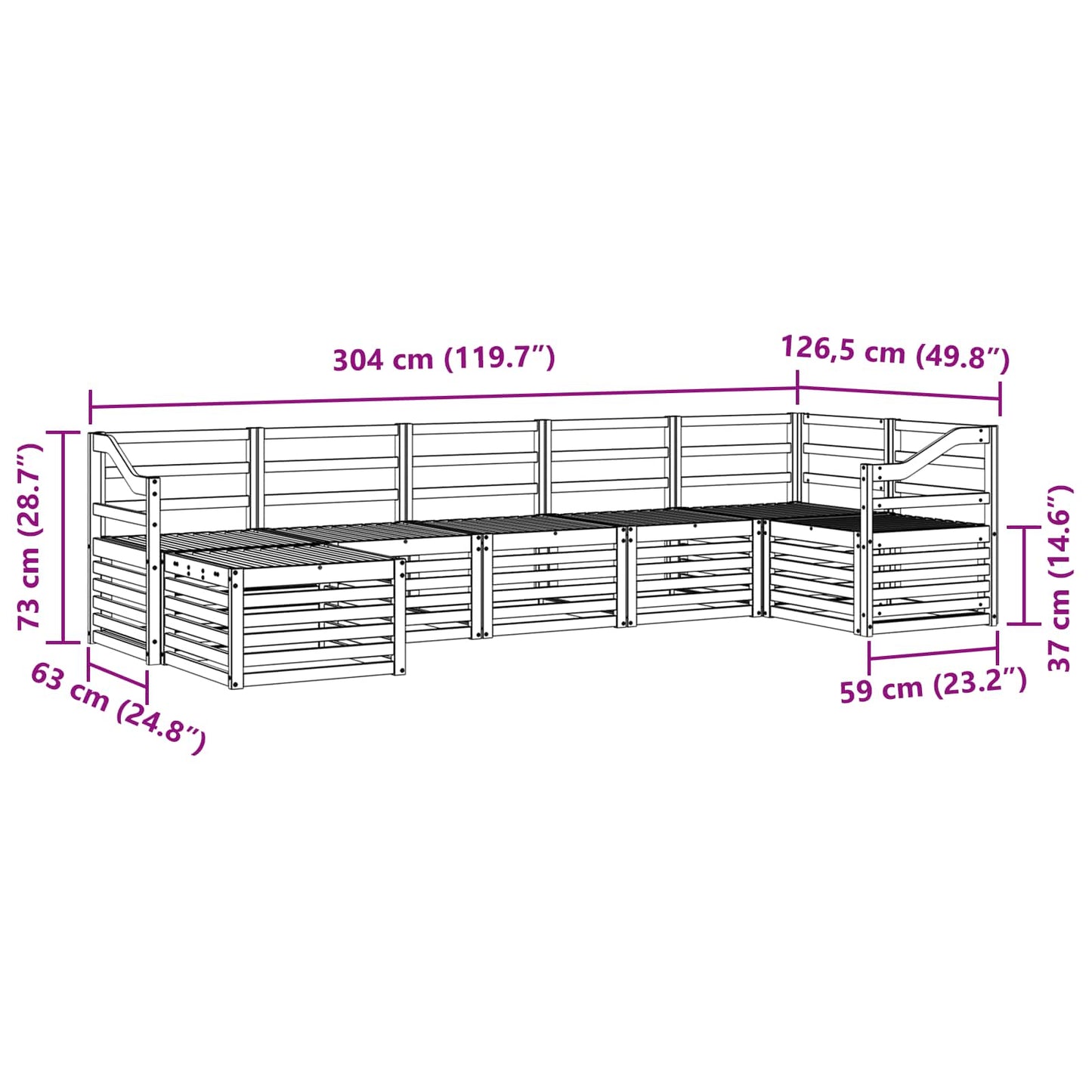 vidaXL Outdoor Sofa Set 7 pcs White