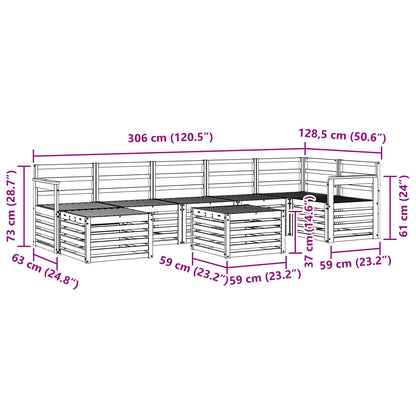 vidaXL Outdoor Sofa Set 8 pcs White 59 x 59 x 37 cm Solid Acacia Wood