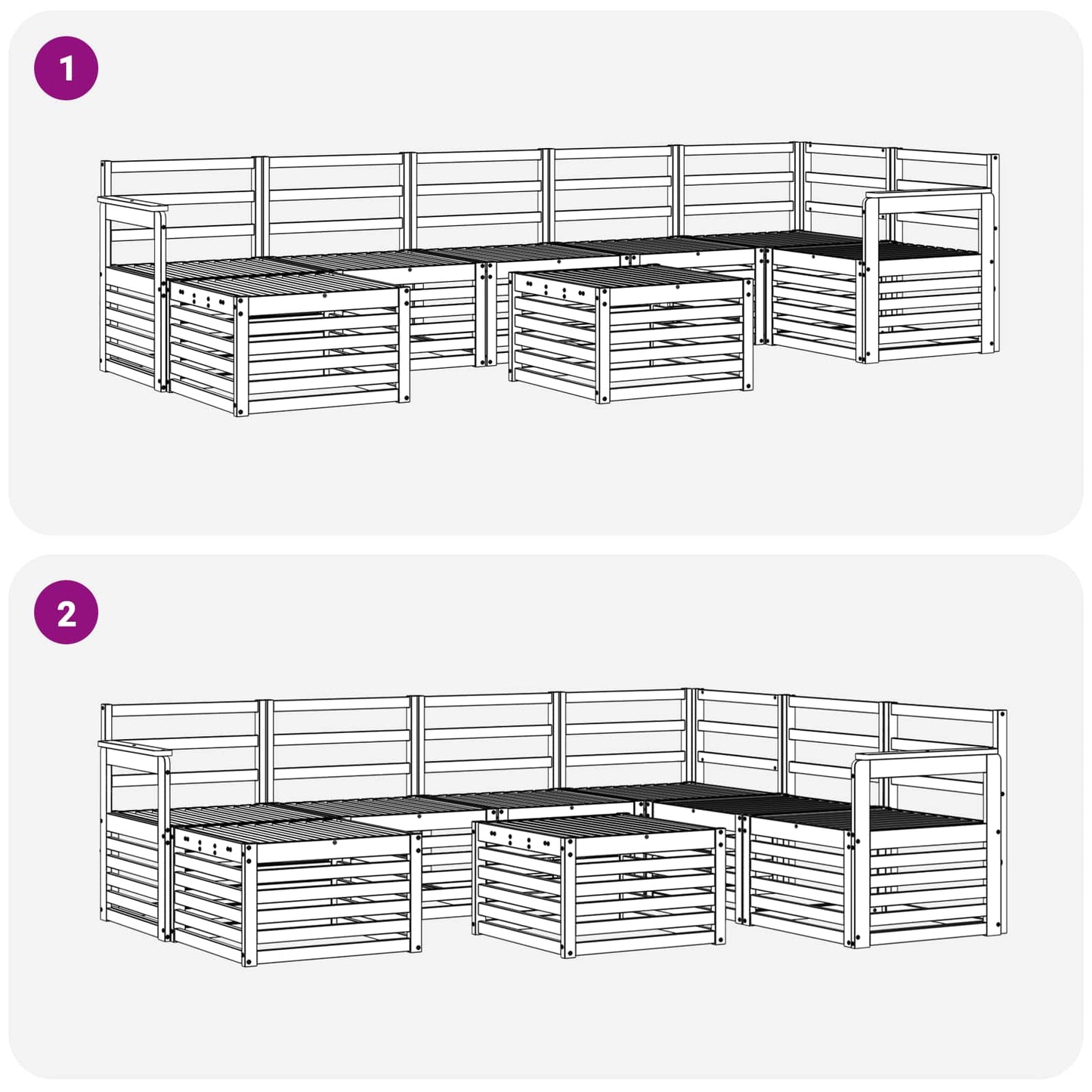 vidaXL Outdoor Sofa Set 8 pcs White 59 x 59 x 37 cm Solid Acacia Wood