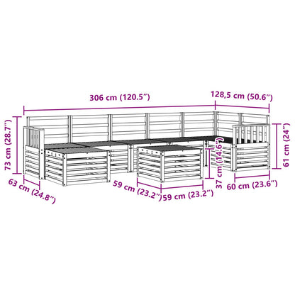 vidaXL Outdoor Sofa Set 8 pcs White 59 x 59 x 37 cm Solid Acacia Wood