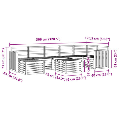 vidaXL Outdoor Sofa Set 8 pcs White 59 x 59 x 37 cm Solid Acacia Wood