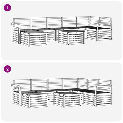 vidaXL Outdoor Sofa Set 8 pcs White 59 x 59 x 37 cm Solid Acacia Wood