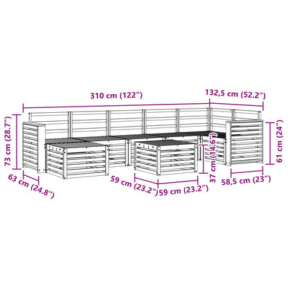 vidaXL Outdoor Sofa Set 8 pcs White 59 x 59 x 37 cm Solid Acacia Wood