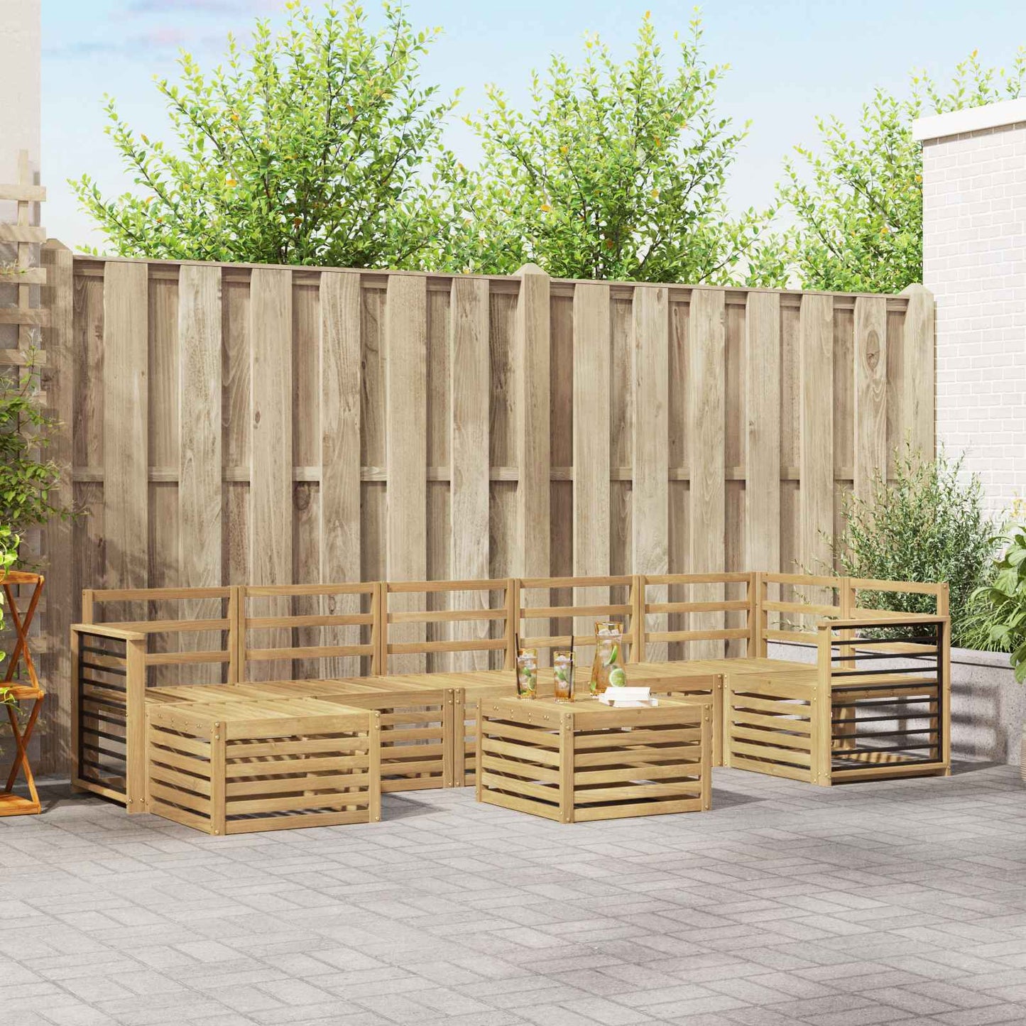 vidaXL Outdoor Sofa Set 8 pcs White 59 x 59 x 37 cm Solid Acacia Wood
