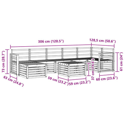 vidaXL Outdoor Sofa Set 8 pcs White 59 x 59 x 37 cm Solid Acacia Wood