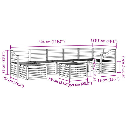 vidaXL Outdoor Sofa Set 8 pcs White 59 x 59 x 37 cm Solid Acacia Wood
