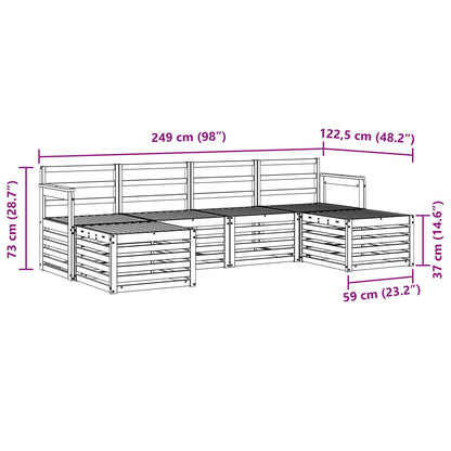 vidaXL Outdoor Sofa Set 5 pcs White 249 x 122.5 x 73 cm