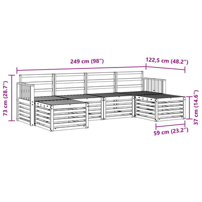 vidaXL Outdoor Sofa Set 5 pcs White 249 x 122.5 x 73 cm