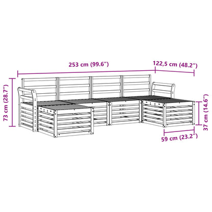 vidaXL Outdoor Sofa Set 6 pcs White 253 x 122.5 x 73 cm