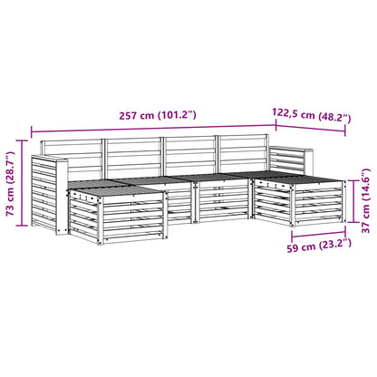 vidaXL Outdoor Sofa Set 6 pcs White 257 x 122.5 x 73 cm