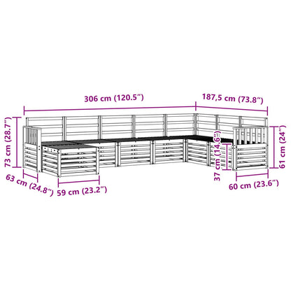 vidaXL Outdoor Sofa Set 8 pcs White 306 x 187.5 x 73 cm