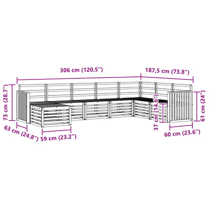 vidaXL Outdoor Sofa Set 8 pcs White 306 x 187.5 x 73 cm