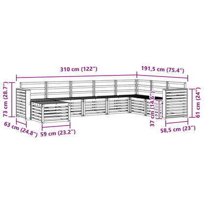 vidaXL Outdoor Sofa Set 8 pcs White 310 x 191.5 x 73 cm