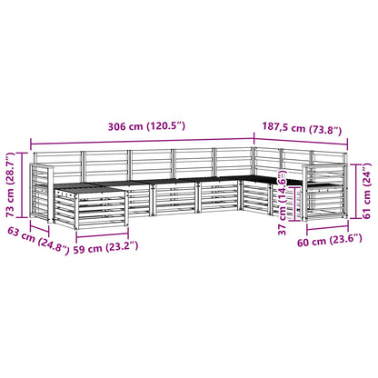 vidaXL Outdoor Sofa Set 8 pcs White 306 x 187.5 x 73 cm