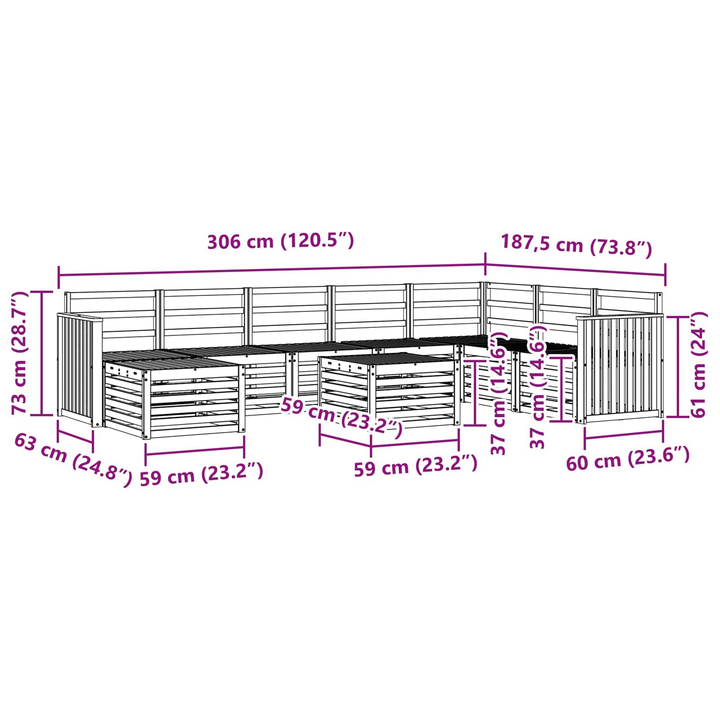 vidaXL Sofa Sets Solid Acacia Wood