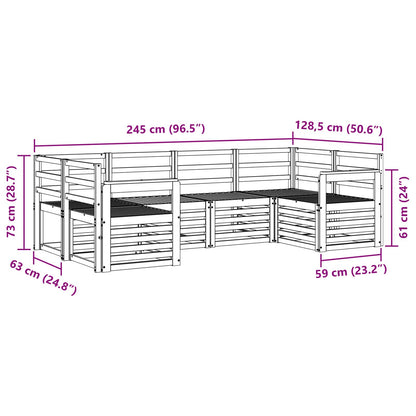 vidaXL Outdoor Sofa Set 6 pcs White 245 x 128.5 x 73 cm
