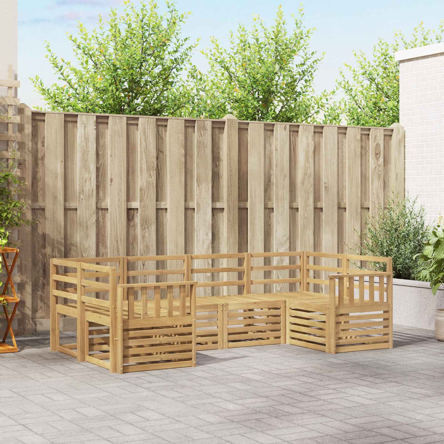 vidaXL Outdoor Sofa Set 6 pcs White 245 x 128.5 x 73 cm