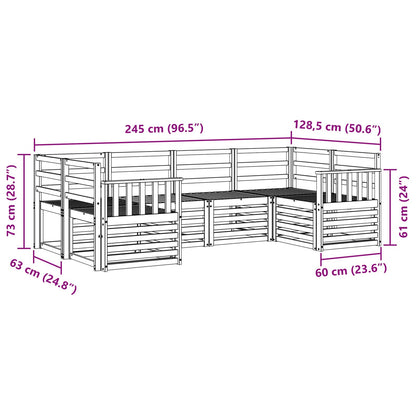 vidaXL Outdoor Sofa Set 6 pcs White 245 x 128.5 x 73 cm