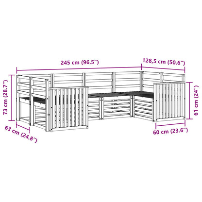 vidaXL Outdoor Sofa Set 6 pcs White 245 x 128.5 x 73 cm