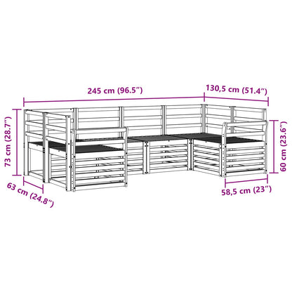 vidaXL Outdoor Sofa Set 6 pcs White 245 x 130.5 x 73 cm