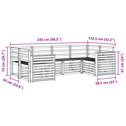 vidaXL Outdoor Sofa Set 6 pcs White 245 x 132.5 x 73 cm
