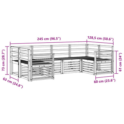 vidaXL Outdoor Sofa Set 6 pcs White 245 x 128.5 x 73 cm