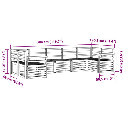 vidaXL Outdoor Sofa Set 7 pcs White 304 x 130.5 x 73 cm