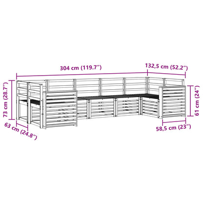 vidaXL Outdoor Sofa Set 7 pcs White 304 x 132.5 x 73 cm
