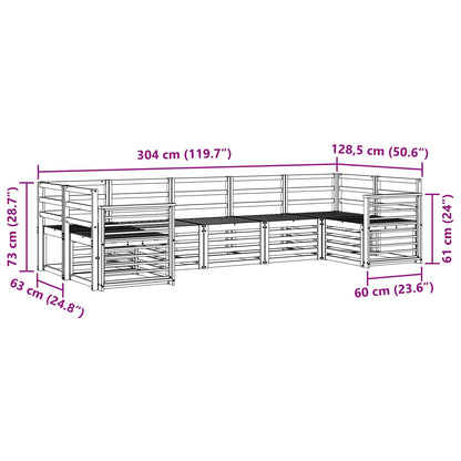 vidaXL Outdoor Sofa Set 7 pcs White 304 x 128.5 x 73 cm