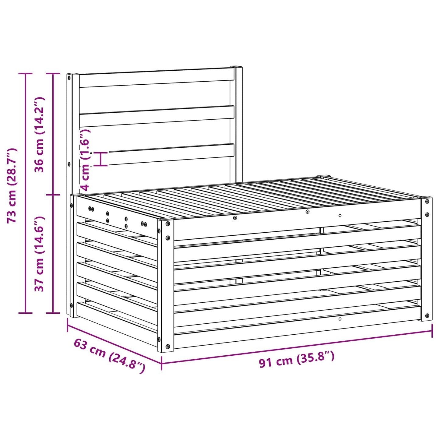 vidaXL Outdoor Sofa Set 3 Piece White 182.5 x 63 x 73 cm