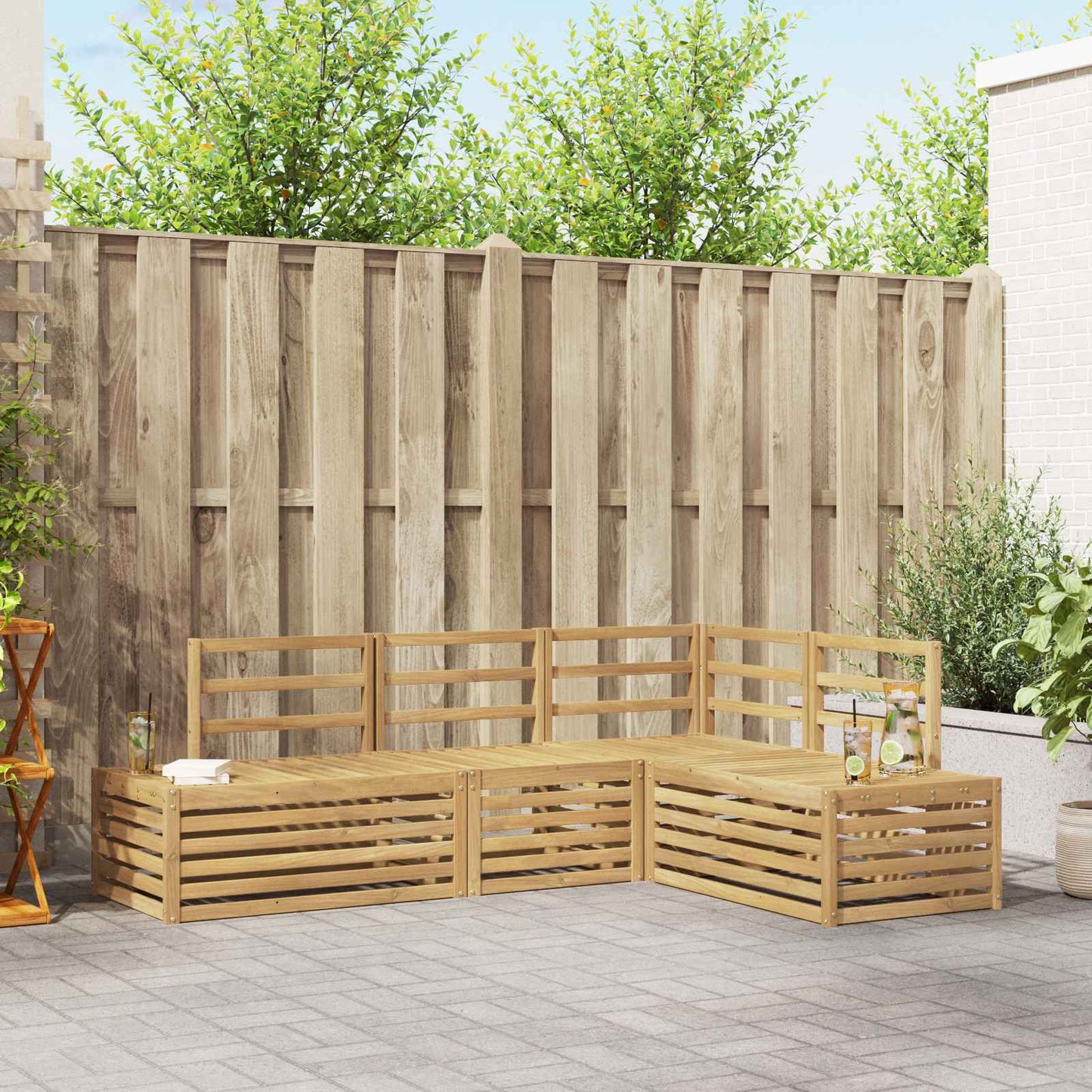 vidaXL Outdoor Sofa Set 4 Piece White Solid Acacia Wood