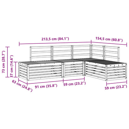vidaXL Outdoor Sofa Set 4 Piece White Solid Acacia Wood