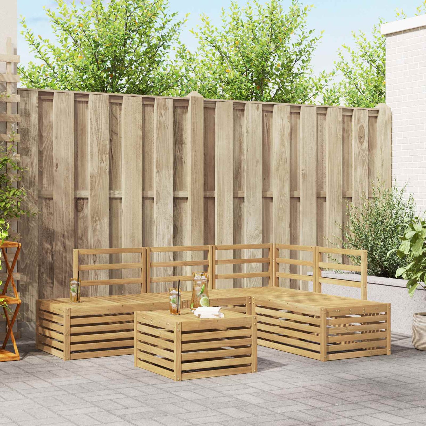 vidaXL Outdoor Sofa Set 5 Piece White
