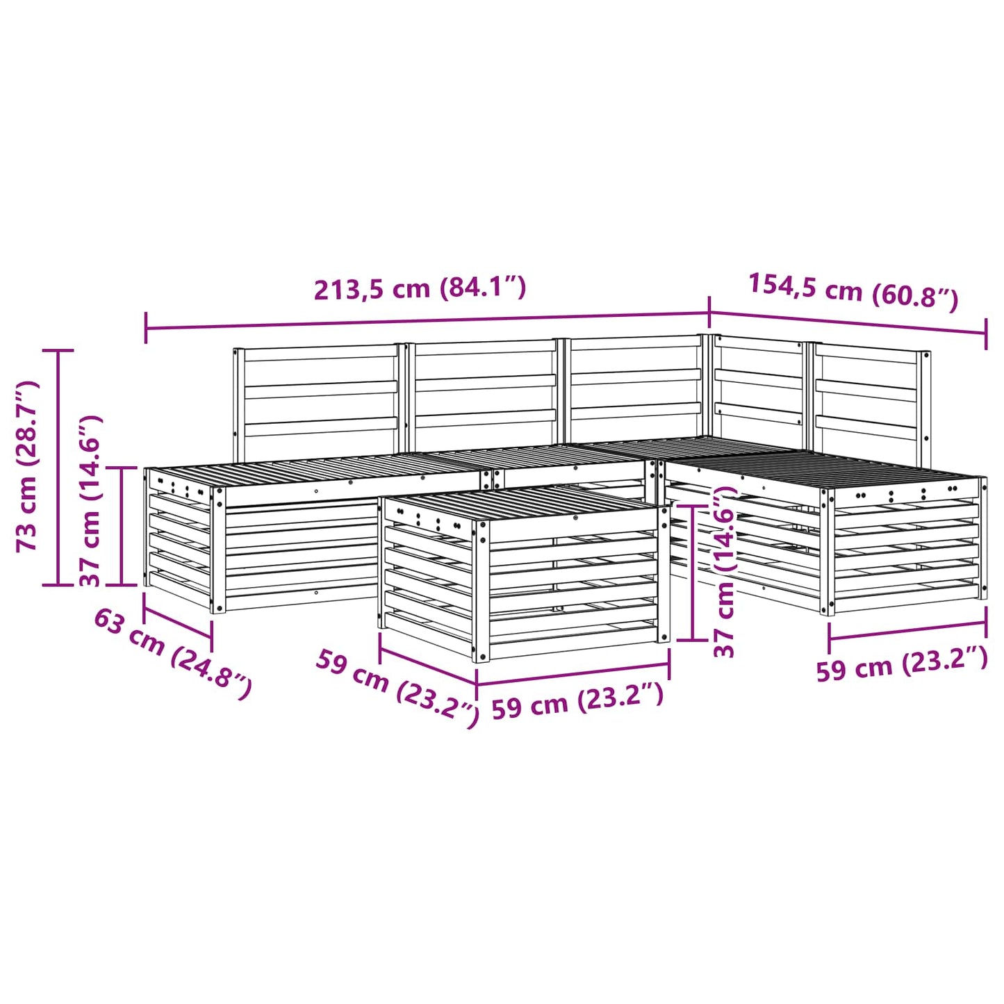 vidaXL Outdoor Sofa Set 5 Piece White