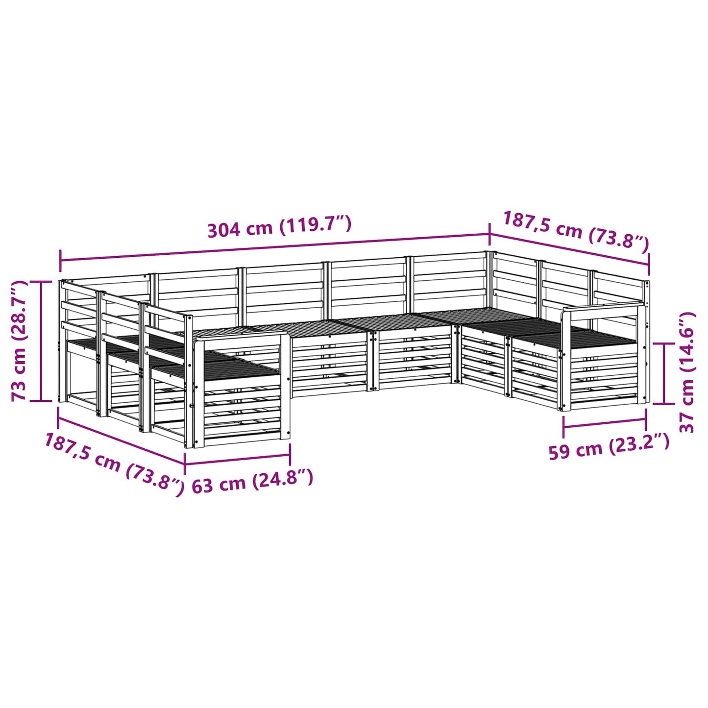 vidaXL Sofa Sets Solid Acacia Wood