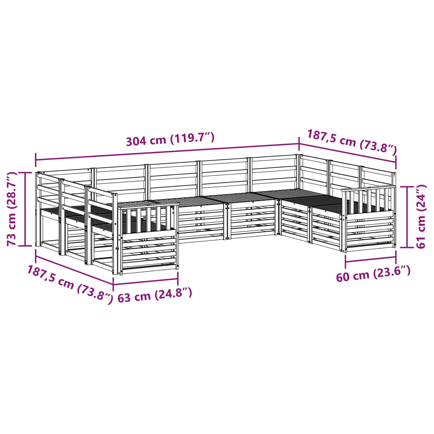 vidaXL Sofa Sets Solid Acacia Wood